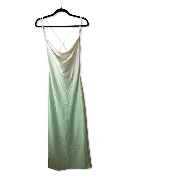 Michael Costello x Revolve Porter Dress in mint ombré satin slip midi sz S - Picture 7 of 13